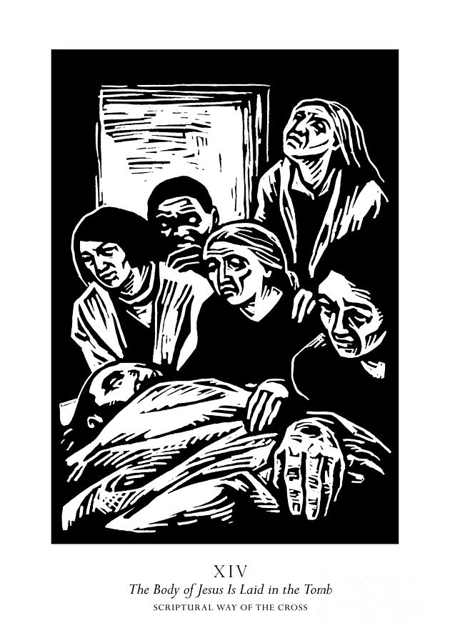 Scriptural Stations of the Cross 14 - The Body of Jesus is Laid in the Tomb - JLJLT Painting by Julie Lonneman