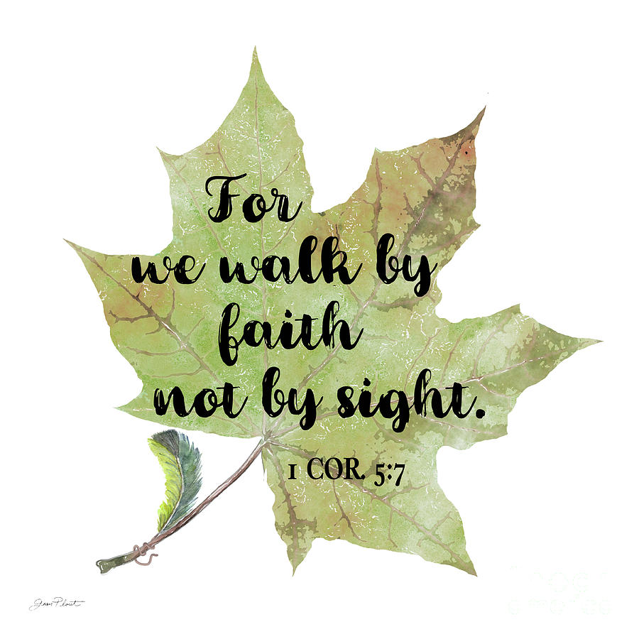 Typography Digital Art - Scripture Leaf-A by Jean Plout