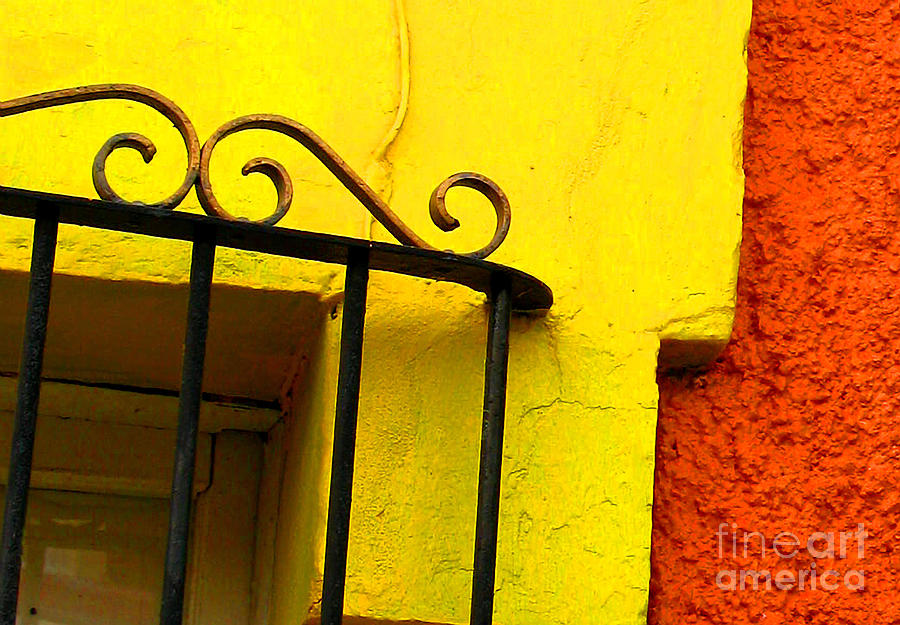 Architecture Photograph - Scroll on Yellow by Michael Fitzpatrick by Mexicolors Art Photography