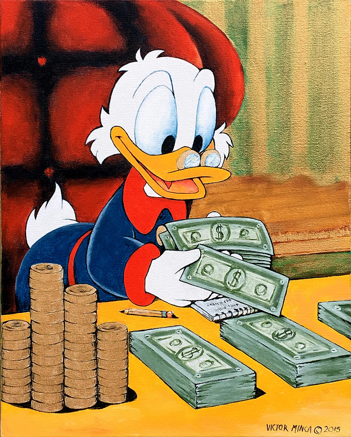 Scrooge McDuck Counting Money Painting by Victor Minca - Pixels