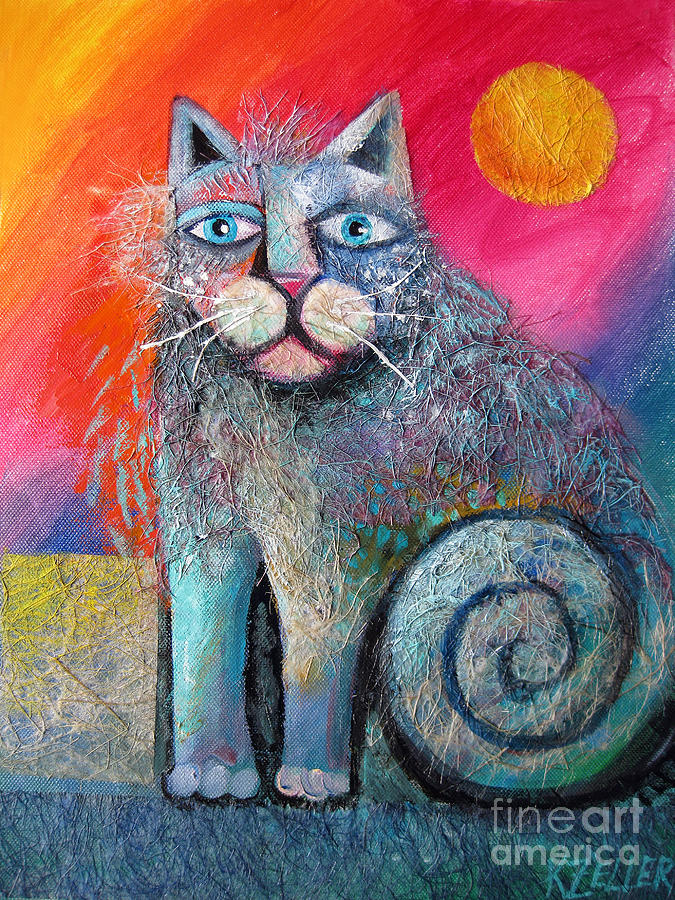 Scruffy Cats Painting by Karin Zeller