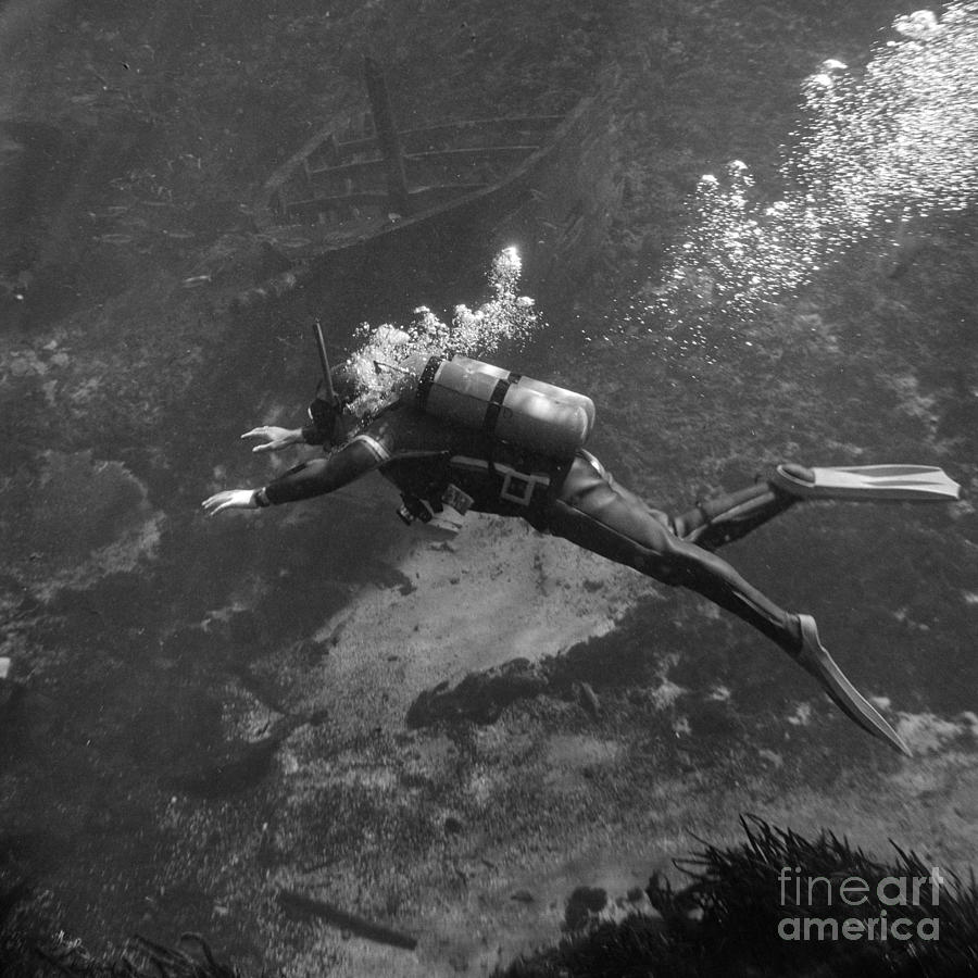 Scuba Diver Underwater, C.1960s Photograph by C.S. Bauer/ClassicStock