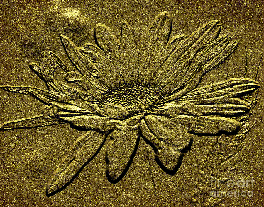 Sculpted Golden Daisy Digital Art by Smilin Eyes Treasures