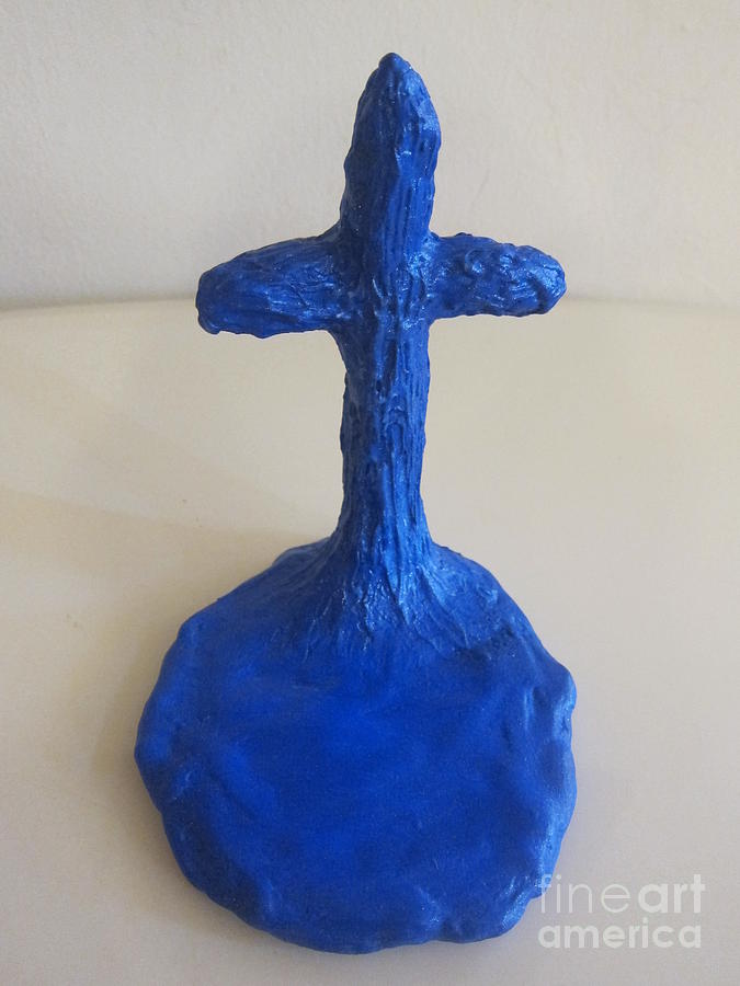 Sculptural Crosses Blue Sculpture by Funmi Adeshina