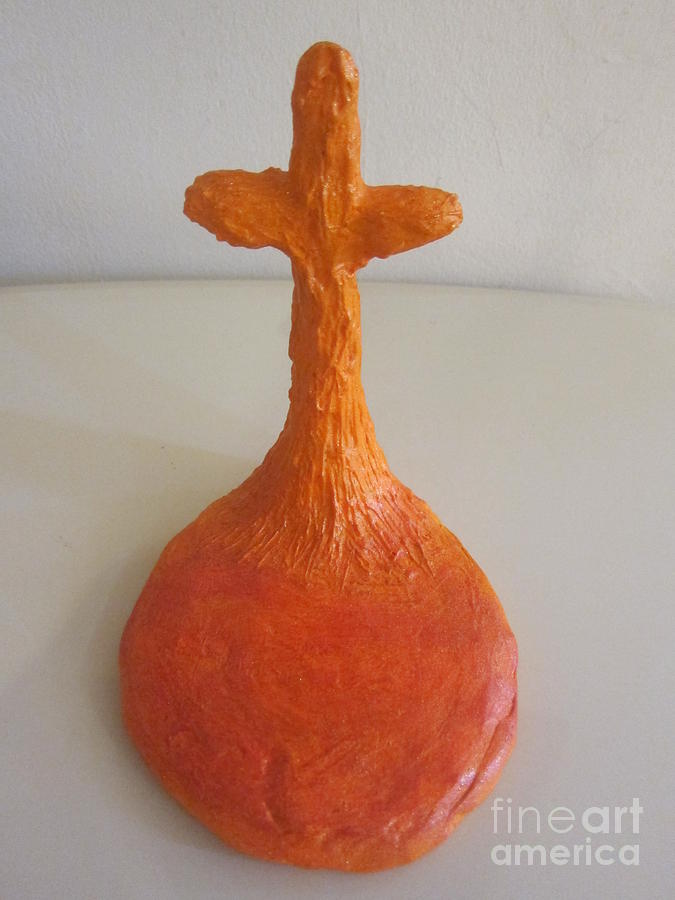 Sculptural Crosses Orange Sculpture by Funmi Adeshina