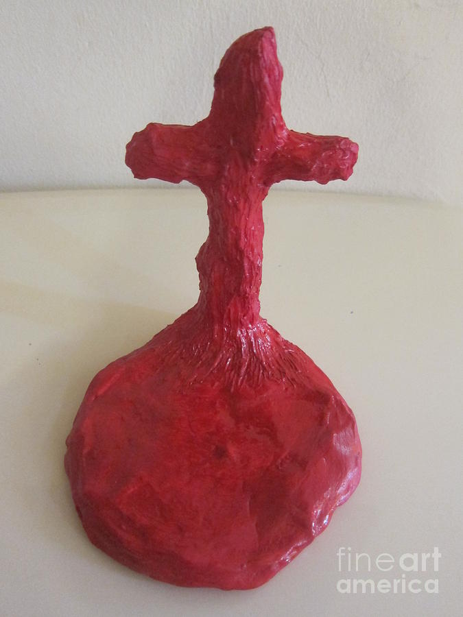 Sculptural Crosses Red Sculpture by Funmi Adeshina