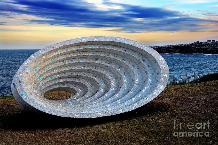 Space Time Continuum Photograph - Sculpture by the Sea - Space Time Continuum by Kaye Menner by Kaye Menner