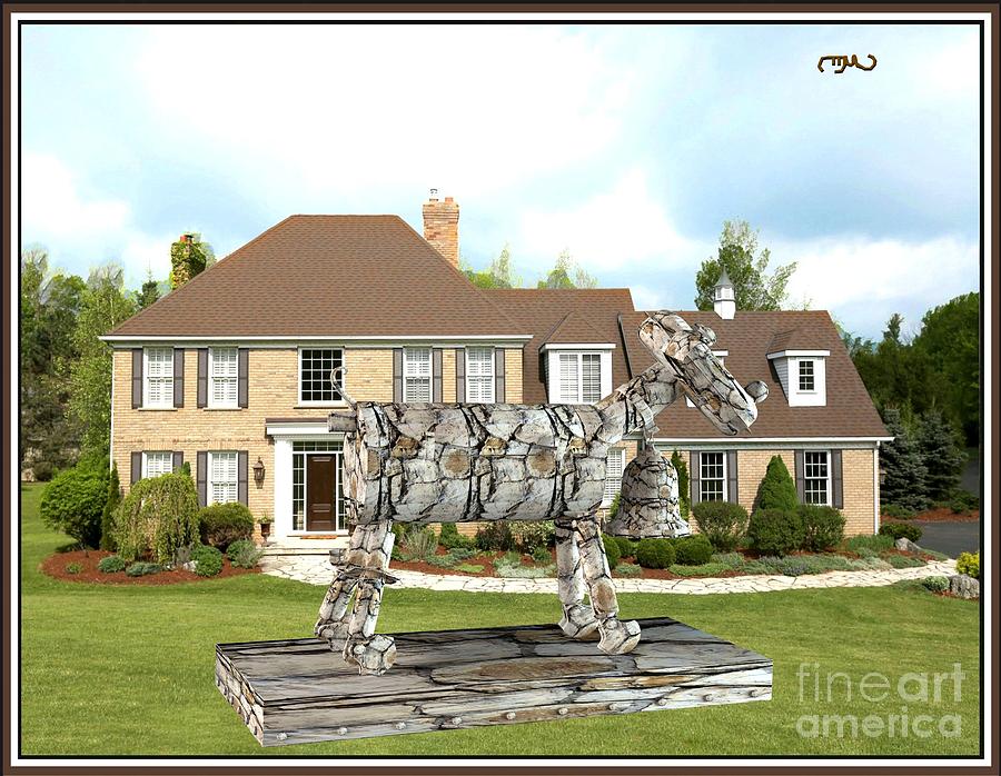 Impressionism Digital Art - Sculpture of the goat 7 by Pemaro
