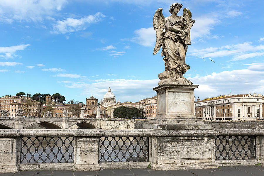 sculpture on the bridge Pons Aelius, Rome, Italy Photograph by Henning ...