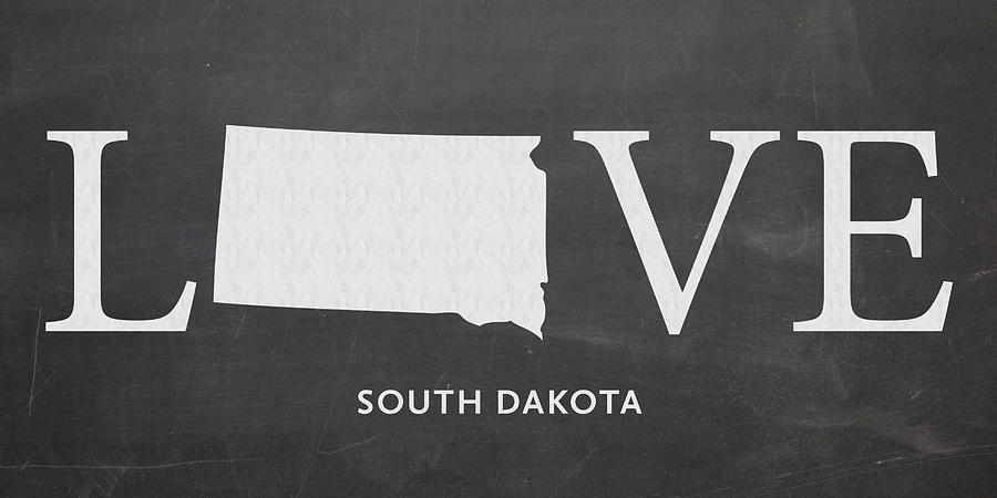 South Dakota Map Mixed Media - SD Love by Nancy Ingersoll