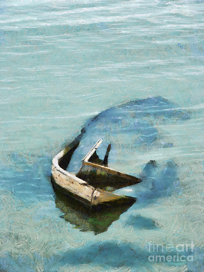 Sea and boat Painting by Dimitar Hristov