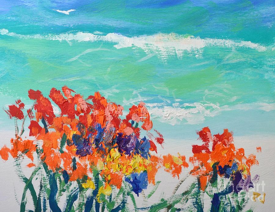 Sea and Flowers Painting by Philip Jones - Pixels