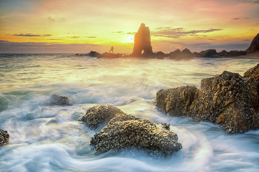 Sea and sunset Photograph by Anek Suwannaphoom