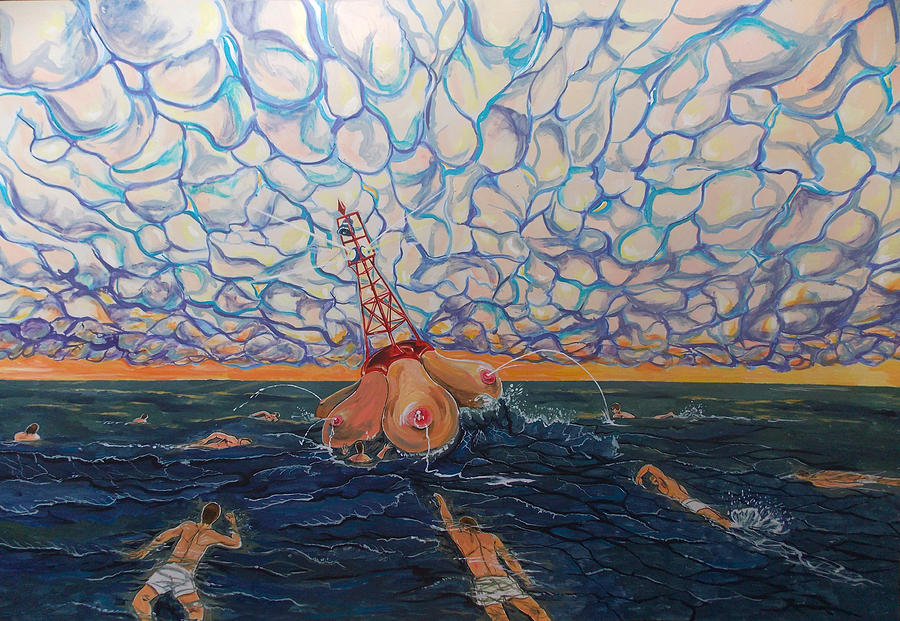 Surreal Painting - Sea Buoy...or the calling of drives  by Lazaro Hurtado