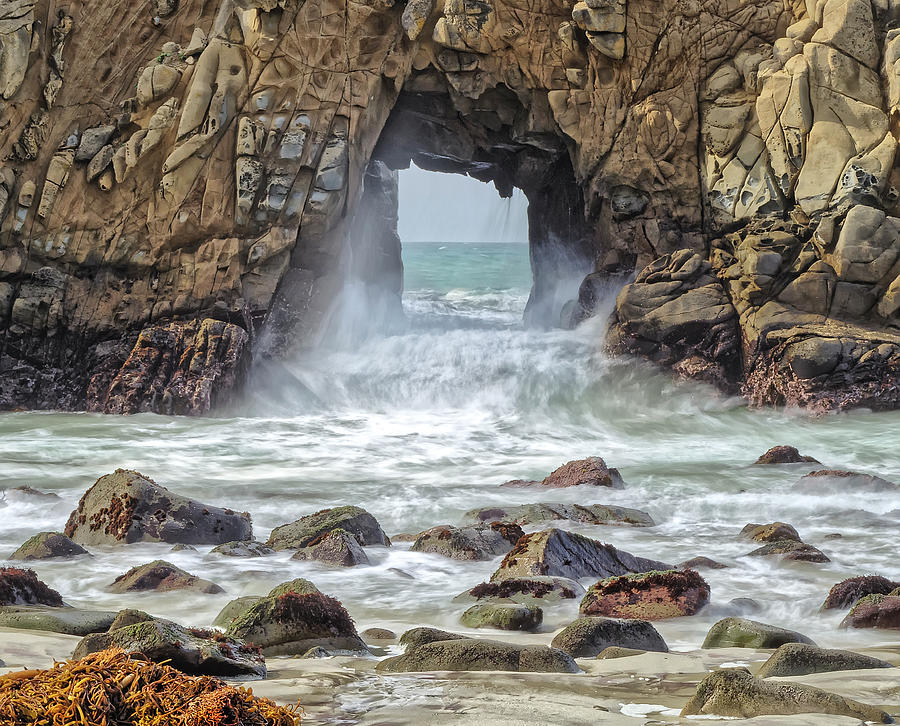 Sea Cave at Pfeiffer Beach - California USA Photograph by Tony Crehan
