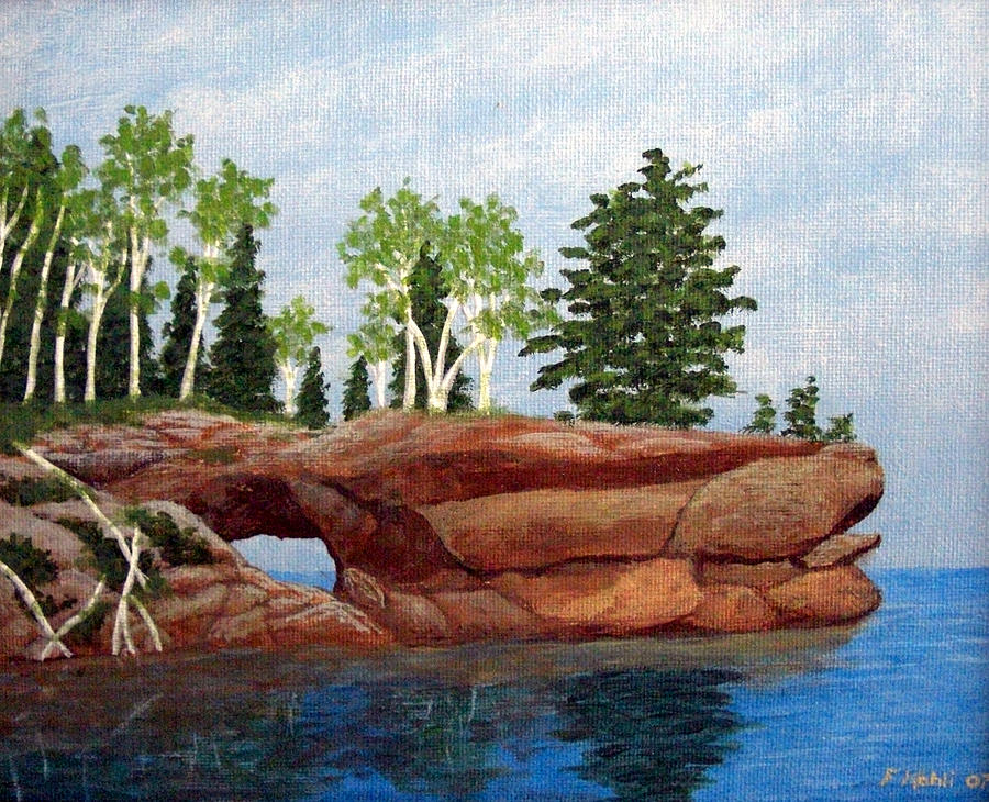 Lake Painting - Sea Cave by Frederic Kohli Lake Painting - Sea Cave by Frederic Kohli