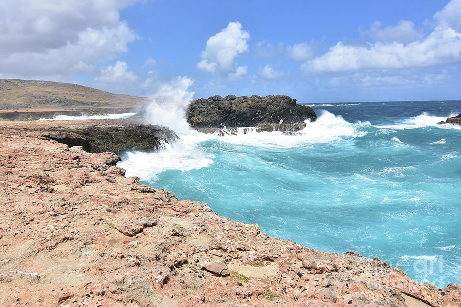 Sea Cliffs with Water Running Down them In Aruba Photograph by DejaVu Designs