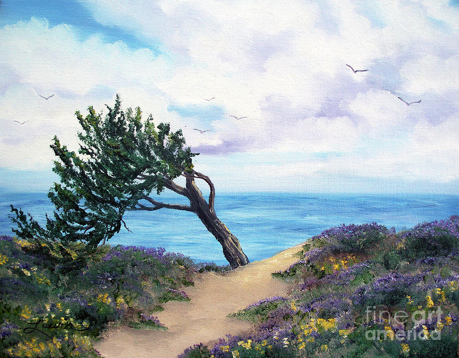 Sea Coast at Half Moon Bay Painting by Laura Iverson