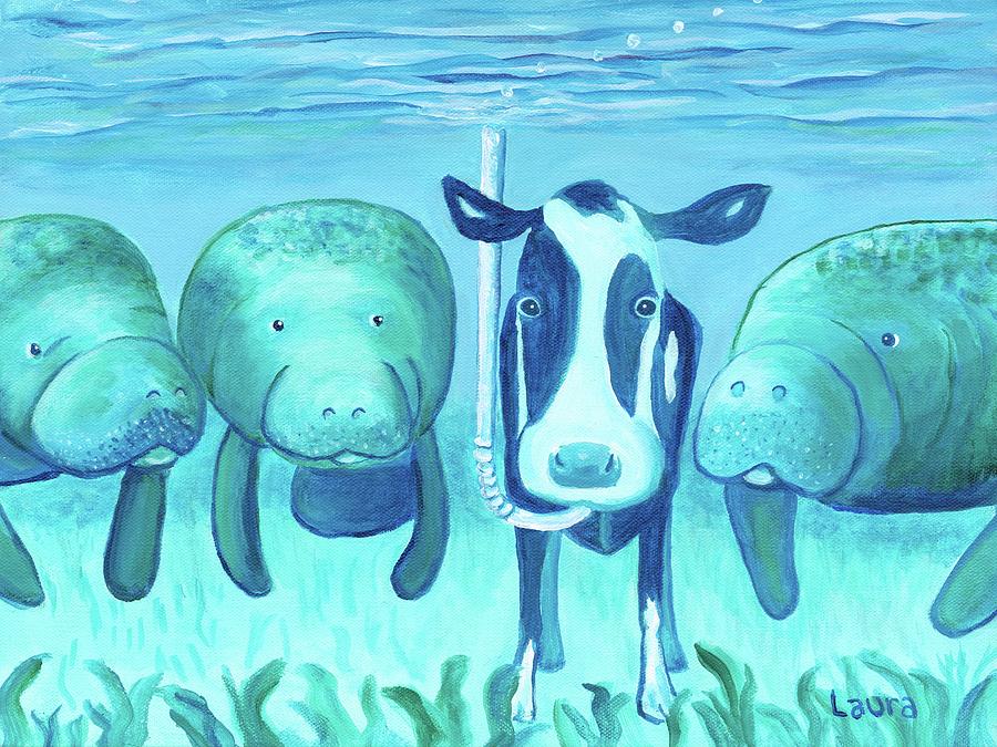 Sea Cow Painting - Sea Cows by Laura Zoellner