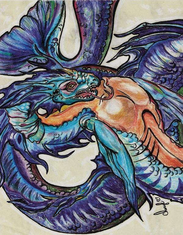  Sea Dragon Drawing  by Cheryl Shibley