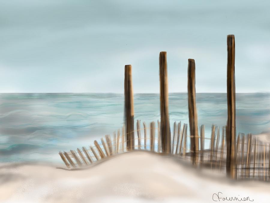 Beach Painting - Sea fence by Christine Fournier