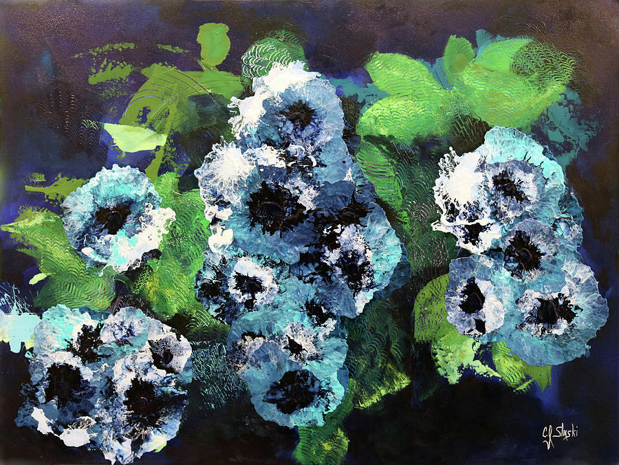 Sea Flowers In Abstract Painting by Carole Sluski