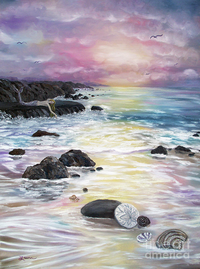 Sea Foam and Seashells Painting by Laura Iverson