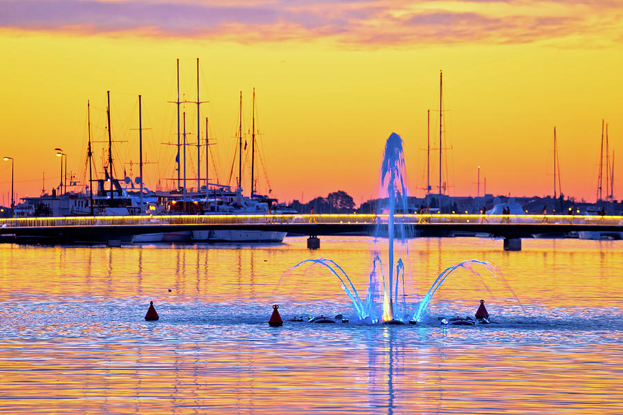 Sea fountain in Zadar sunset view Photograph by Brch Photography