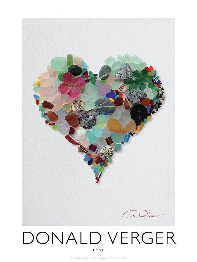 Christmas Photograph - Sea Glass Heart Poster by Donald Verger