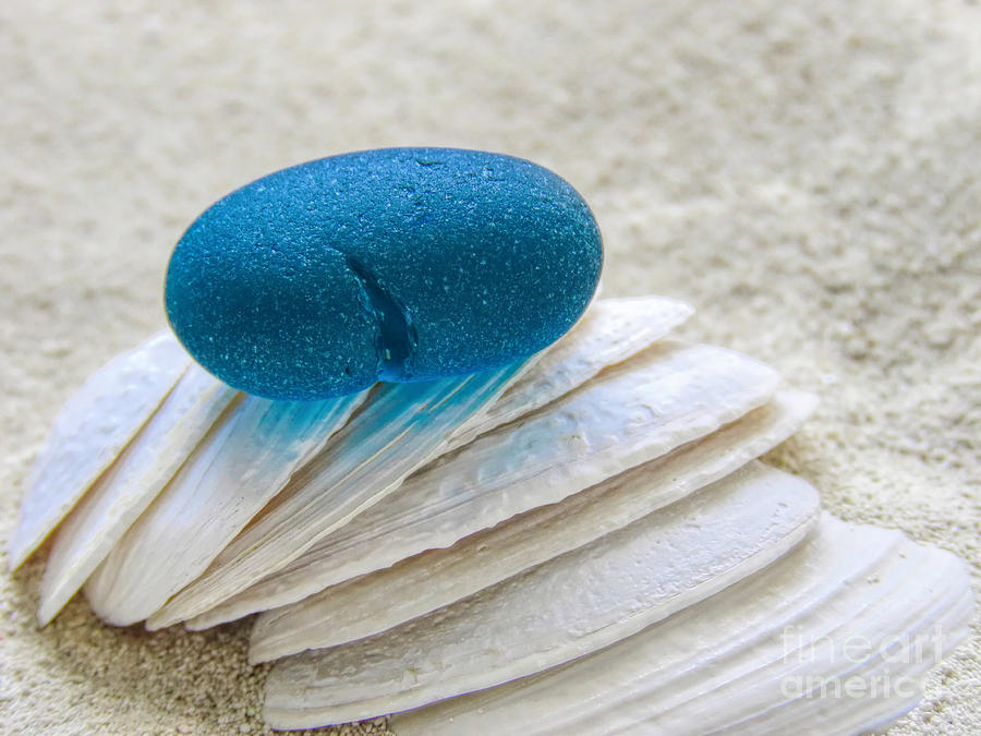 Sea glass in Teal Photograph by Janice Drew