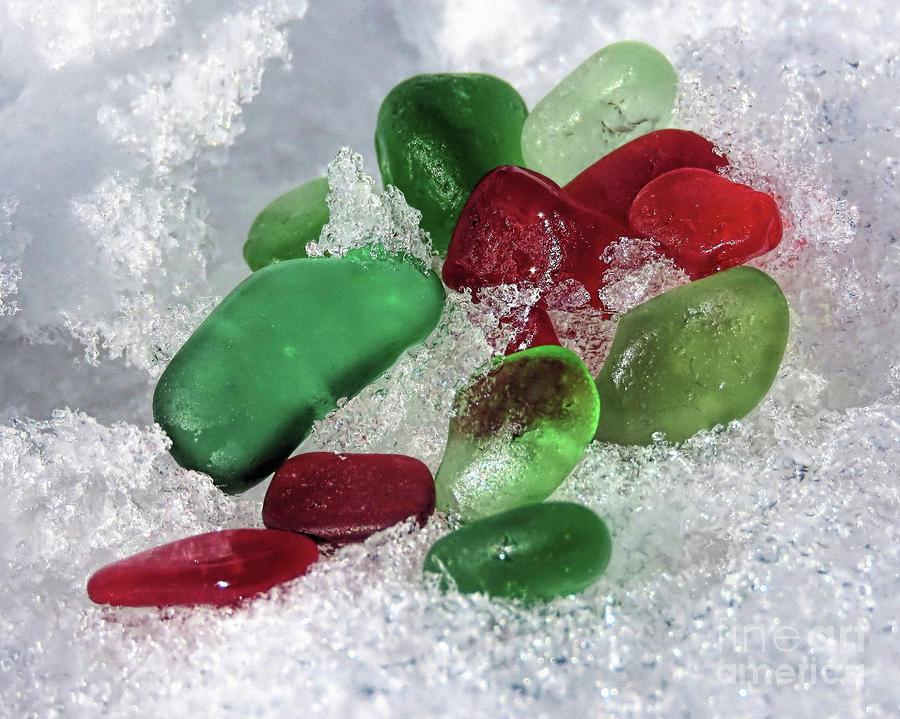 Sea Glass in the Snow Photograph by Janice Drew