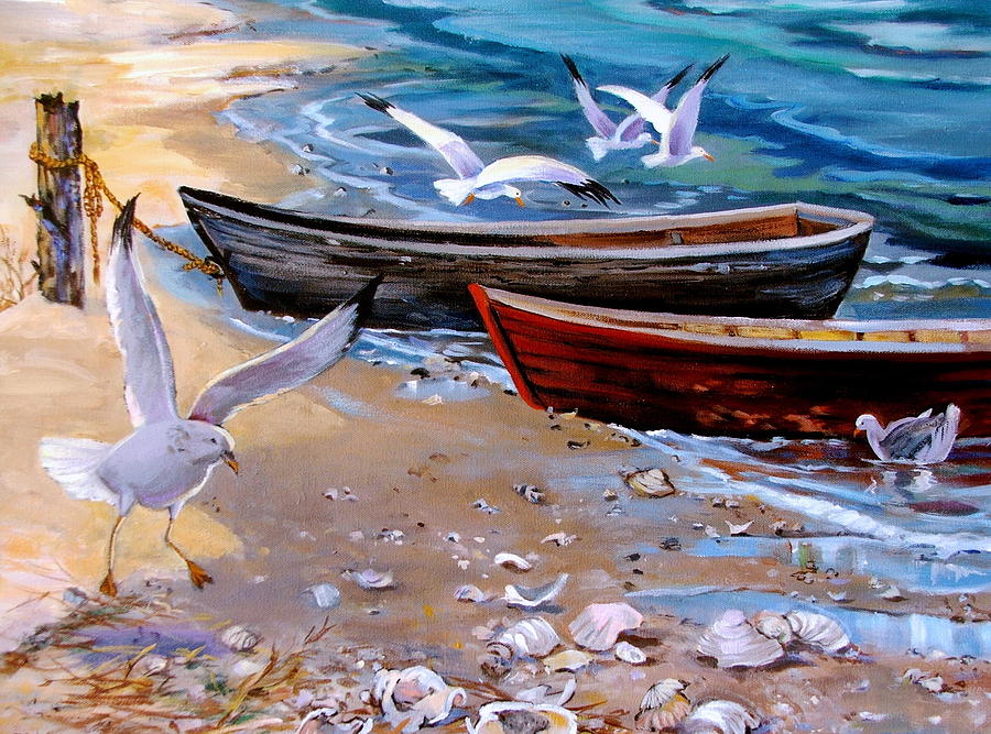 Shell Painting - Sea Gull Cove by Dianna Willman