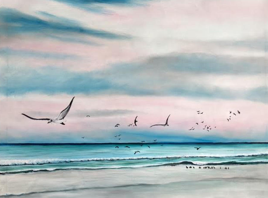 Sea Gulls On The Gulf Painting by Lloyd Dobson