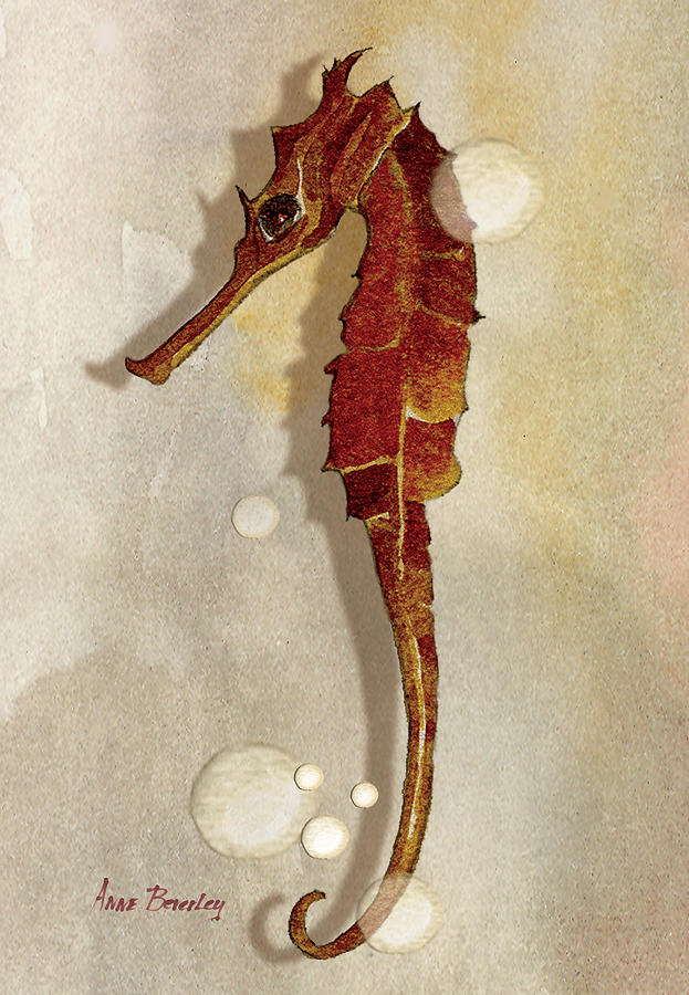 Sea Horse in Watercolor Painting by Anne Beverley-Stamps