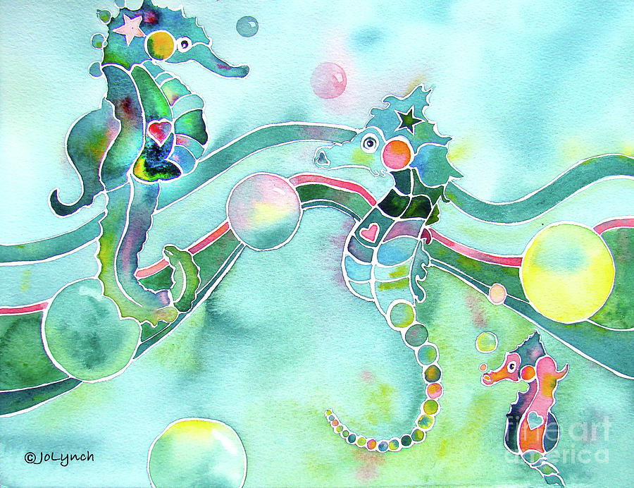 Sea Horses Dance PRINTS  Painting by Jo Lynch