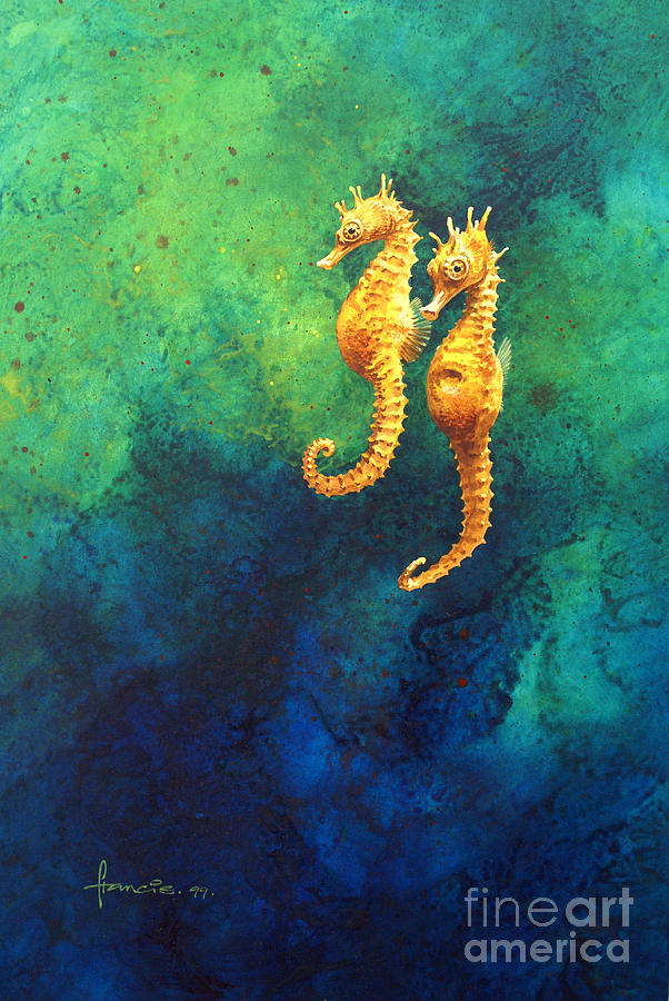 Sea Horses Painting by MGL Meiklejohn Graphics Licensing