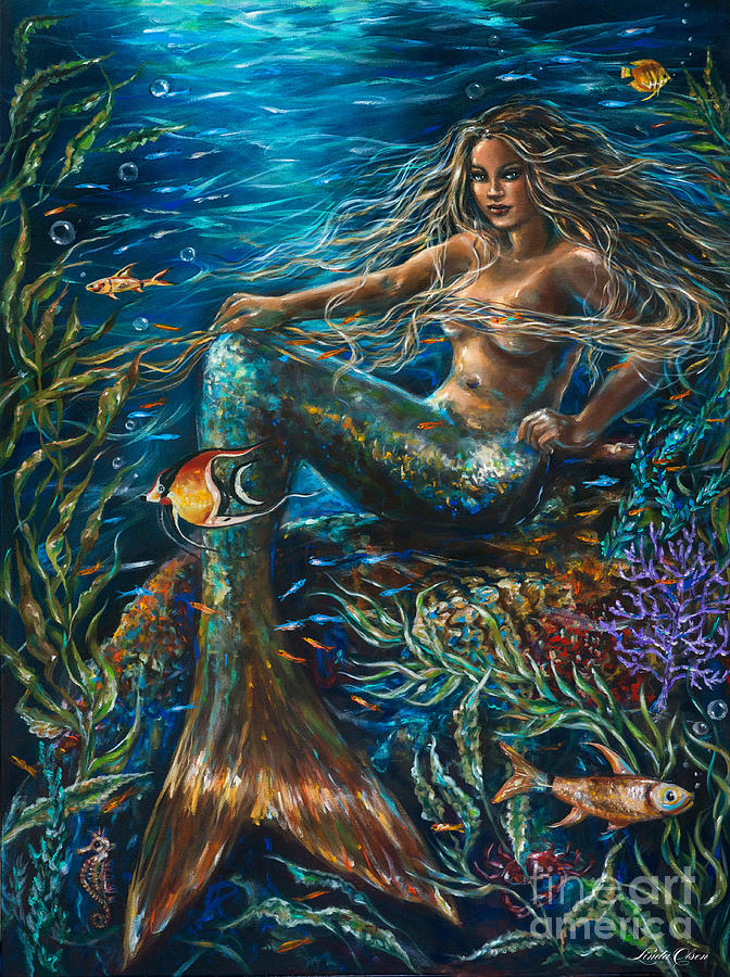 Sea Jewels Mermaid Painting by Linda Olsen