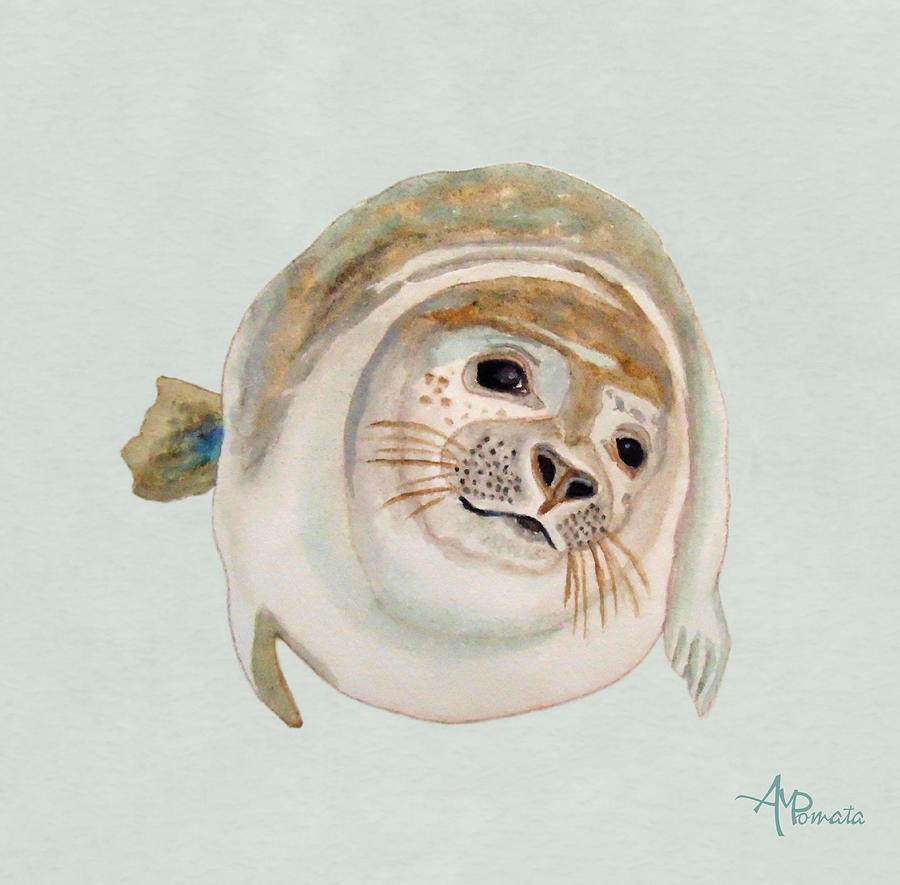Sea Lion Watercolor Painting by Angeles M Pomata