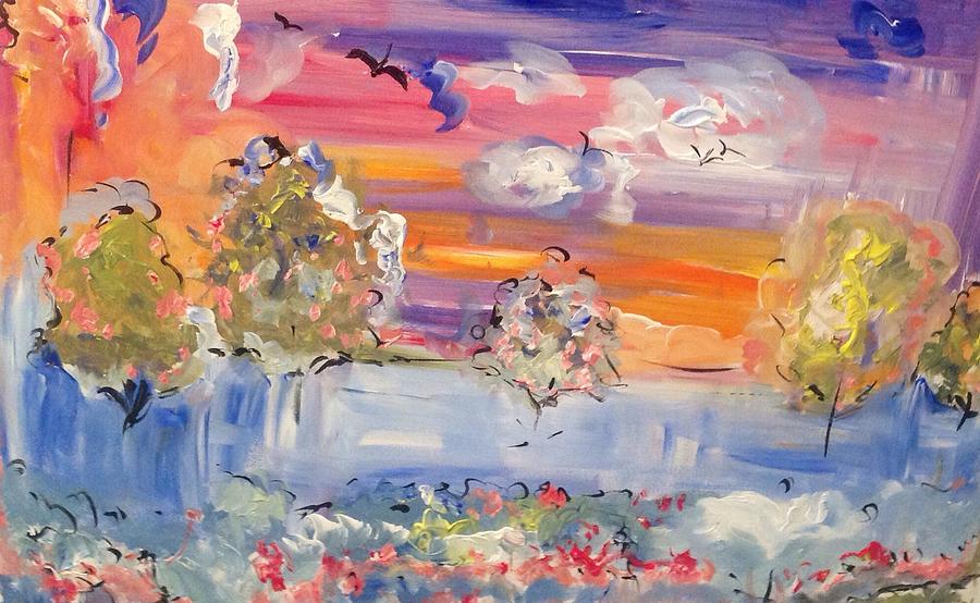 Sea mist over the Rose garden  Painting by Judith Desrosiers