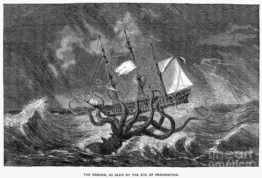 SEA MONSTER, 19th CENTURY Drawing by Granger