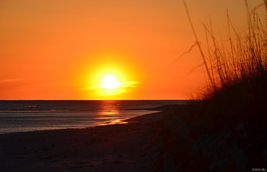 0212 Sea Oat Silhouette Sunset Photograph by Jeff at JSJ Photography