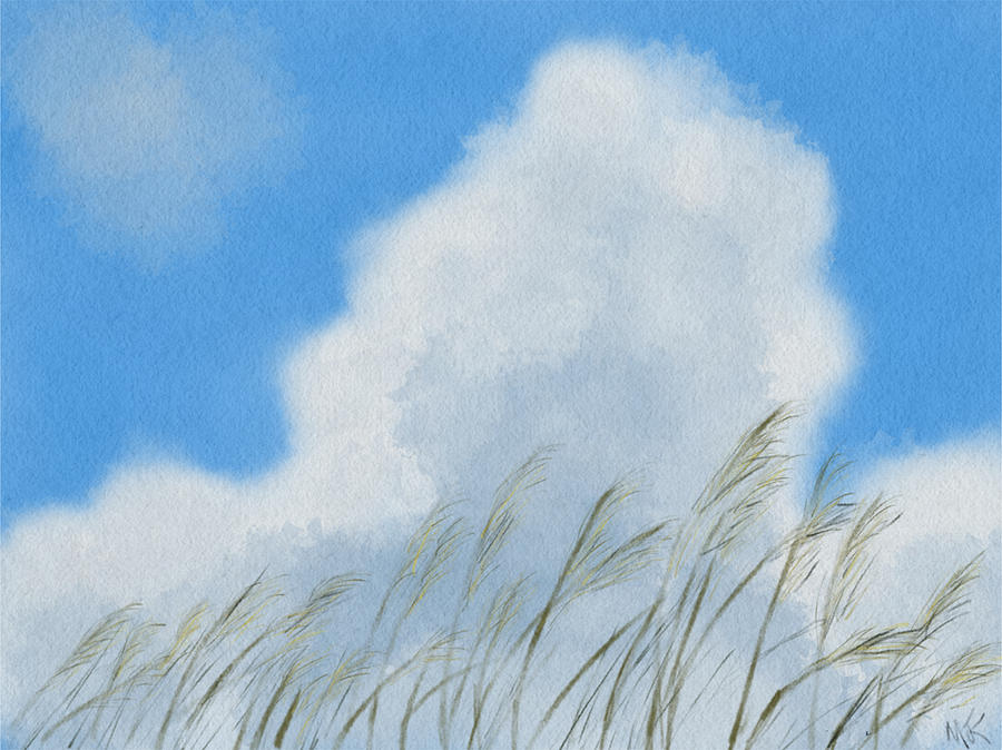 Sea Oats And Clouds Digital Art by Michael Kallstrom