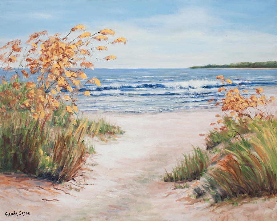 Sea Oats and Sunshine Painting by Glenda Cason