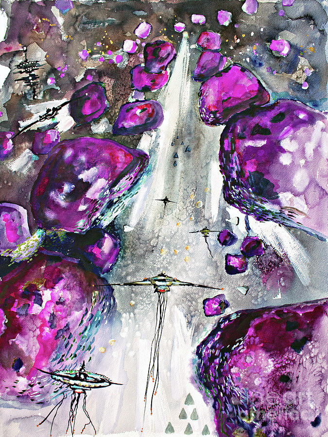 Sea of Amethysts Travel Log 06 Painting by Ginette Callaway