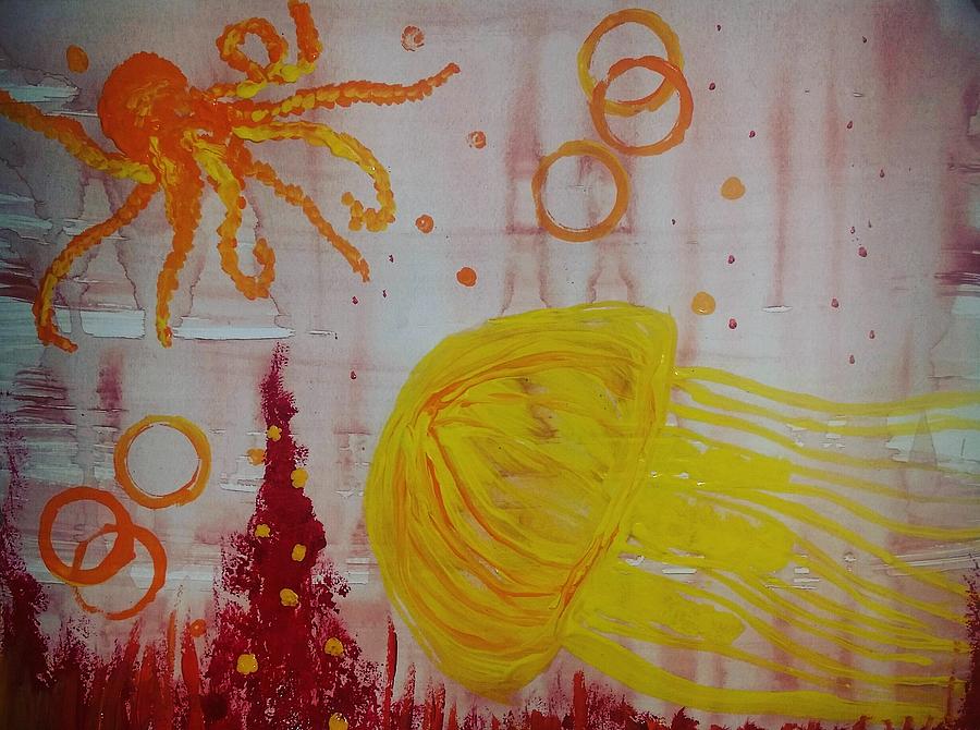 Octopus Painting - Sea of Fire by Vale Anoai