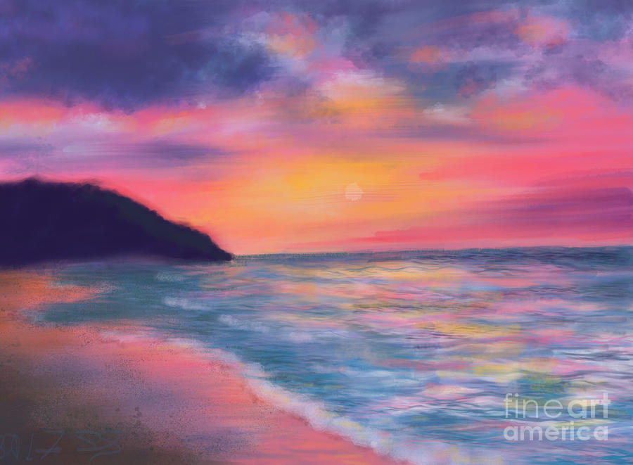 Sunset Painting - Sea of Tranquility by Susan Sarabasha