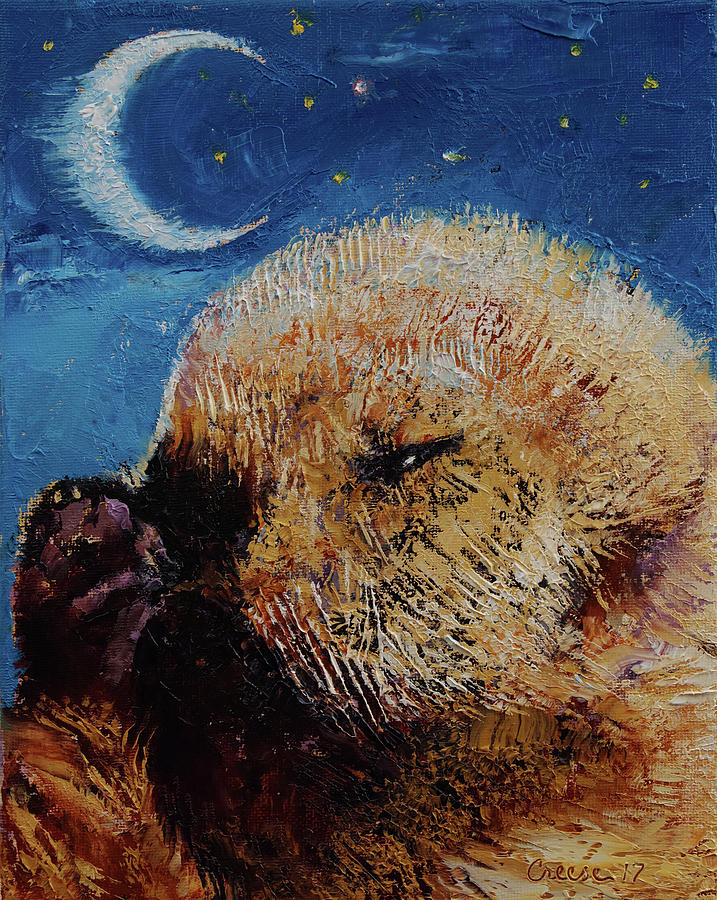 Otter Painting - Sea Otter Pup by Michael Creese