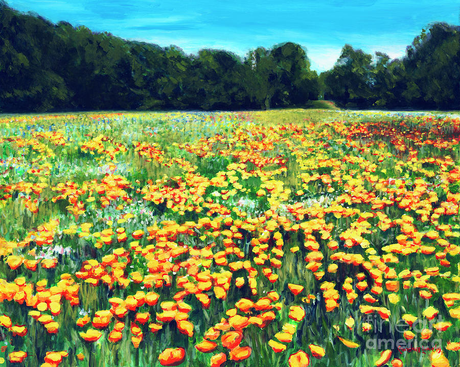 Sea Pines Wildflower Field  Painting by Candace Lovely