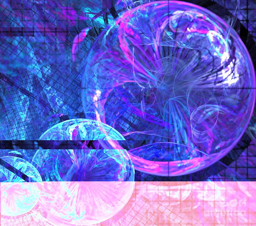 Abstract Digital Art - Sea Purple Planets by Kim Sy Ok