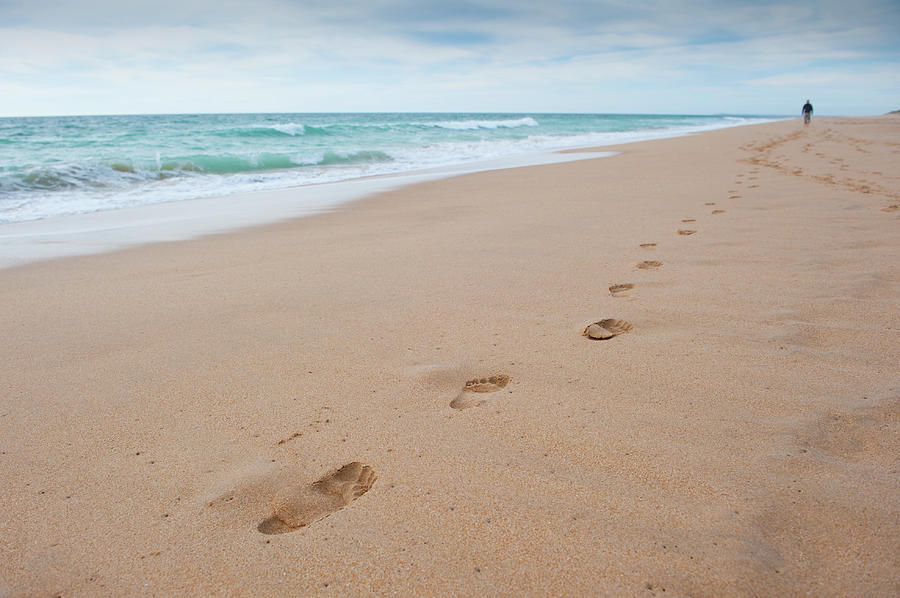 Sea, Sand and Footprints ii Photograph by Helen Jackson